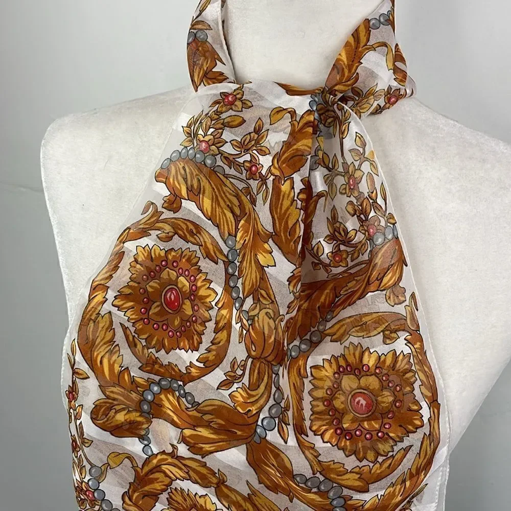 SCARF Rectangular Sheer Floral Print
